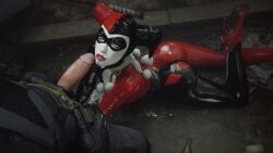 1boy 1boy1girl 1girls 3d 3d_(artwork) alley alleyway athazel batman batman:_arkham_knight batman_(series) batquinn big_penis clown_girl dc dc_comics facepaint female female_focus harley_quinn harley_quinn_(arkham) harley_quinn_(arkham_knight) harley_quinn_(classic) light-skinned_female light-skinned_male light_skin makeup male penis