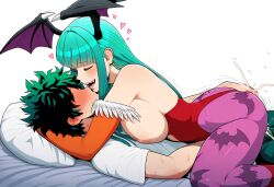 1boy 1boy1girl 1girls ai_generated bed bedroom big_breasts boku_no_hero_academia breasts clothed clothed_sex cowgirl_position crossover cum cum_in_pussy cum_in_vagina cum_inside cum_inside_pussy cum_inside_vagina curvy darkstalkers dreson female female_penetrated functionally_nude_female gentle_mommy green_hair hand_on_ass hand_on_butt hearts_around_head hug huge_breasts hugging izuku_midoriya light_green_hair light_skin long_hair looking_pleasured male male/female male_penetrating male_penetrating_female messy_hair morrigan_aensland my_hero_academia older_female older_woman_and_younger_boy pleasure_face sharp_teeth succubus succubus_wings vampire_teeth wings_on_head younger_male younger_penetrating_older