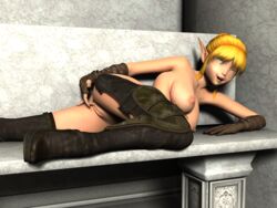 3d blonde_hair dragon_nest elf female liya_(dragon_nest) masturbation