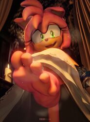 2023 3d_artwork 5_toes 699mha adorable amy_rose anthro barefoot clothing cute cute_face digital_media dress eulipotyphlan feet female foot_fetish foot_focus fur green_eyes hedgehog hi_res humanoid_feet mammal musk musk_clouds no_penetration pink_body pink_fur plantigrade sega soles solo solo_female sonic_(series) sonic_the_hedgehog_(series) toes