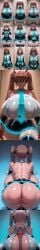 ahegao ai_generated big_breasts black_eyes blue_eyes brown_hair bulge bulge_shrinking butt female genderbend glowing_eyes hatsune_miku hatsune_miku_(cosplay) huge_breasts mtf_transformation on_all_fours penis_shrinking pussy tagme titjob transformation transformation_sequence twintails