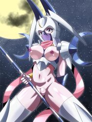 armor big_breasts dianamon digimon outdoors pussy_exposed tagme