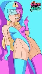 1girls 2023 adult_swim blonde_hair bunnysuit cocosashax commission connie_tinuityerror digital_media_(artwork) female female_only first_porn_of_character gloves helmet latex latex_gloves latex_thighhighs pinup rick_and_morty thighhighs