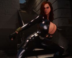 1girls 3d 3d_(artwork) alternate_breast_size alternate_hairstyle big_breasts black_bodysuit black_widow_(marvel) bodysuit breasts breasts_bigger_than_head clothed clothed_female enormous_breasts female female female_only female_solo fingerless_gloves gigantic_breasts gloves green_eyes hips hourglass_figure huge_breasts human human_female human_only large_breasts long_hair looking_at_viewer marvel marvel_cinematic_universe natasha_romanoff open_bodysuit open_clothes red_hair shiny_clothes skin_tight solo solo_female stairs thighs tight_clothing top_heavy top_heavy_breasts vaako