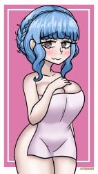 afimaki blue_hair breasts female female_only fire_emblem fire_emblem:_three_houses marianne_von_edmund naked_towel nintendo solo towel