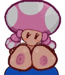 1girls alpha_channel big_breasts black_eyes blowjob blush_stickers breasts female female_focus for_sticker_use humanoid looking_at_viewer mario mario_(series) mushroom mushroom_humanoid naked naked_female nintendo nipples no_nose nude nude_female paizufella paizuri penis pigtails pixel_art png pov sassy_dolly sticker_template toad_(mario) toadette transparent_background transparent_png