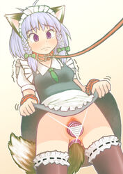 1girls animal_ear animal_ears anus braid buttplug buttplug_tail collar dildo dog_ear dog_tail female female_masturbation female_only inu_sakuya kemonomimi_mode leash maid maid_headdress masturbating masturbation pussy sakuya_izayoi short_hair silver_hair skirt skirt_lift solo tail tears thighhighs touhou trembling twin_braids uncensored yngve_malmsten