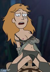 1girls accurate_art_style adult_swim breasts busty canon_couple cleavage courier_(artist) deathstalker garter_belt garter_straps male_pov panties pov rick_and_morty summer_smith thunderdome_summer unseen_male_face voluptuous