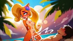 1boy 1girls ahe_gao ai_generated anthro beach blonde_hair breasts brown_hair coco_bandicoot cowgirl_position crash_(series) crash_bandicoot_(series) cum cum_in_pussy cum_squirt drooling erection eyeless_male female furry furry_on_human human human/anthro human_on_anthro interspecies looking_away male male/female male_human/female_anthro marusame nipples nude ocean outdoor_sex outdoors palm_trees penis penis_in_vagina pony_diffusion_xl sex shaved_crotch shooting_cum stable_diffusion straight tongue tongue_out vagina vaginal_creampie vaginal_penetration veiny_penis