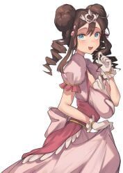 1girls big_breasts blue_eye blue_eyes blue_eyes_female breasts brown_eyebrows brown_eyelashes brown_hair brown_hair_female double_bun dress eipelppa female female_human female_only game_freak glove gloves hair_bun hair_buns huge_breast iepelppa iparuputsua ipelppa large_breasts massive_breasts nintendo open_mouth pink_dress pointy_chin pokemon pokemon_bw2 pokemon_trainer pokestar_studios princess princess_dress rosa_(pokemon) simple_background trainer white_background white_glove white_gloves woman