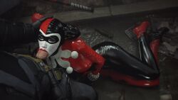 1boy 1boy1girl 1girls 3d 3d_(artwork) alley alleyway athazel batman batman:_arkham_knight batman_(series) batquinn big_penis blowjob closed_eyes clown_girl dc dc_comics facepaint fellatio female female_focus harley_quinn harley_quinn_(arkham) harley_quinn_(arkham_knight) harley_quinn_(classic) light-skinned_female light-skinned_male light_skin makeup male oral oral_penetration oral_sex penis