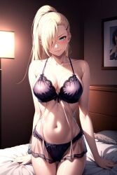 1girls ai_generated aqua_eyes arm_support babydoll barely_clothed bed bedroom big_breasts blonde_hair blue_eyes boobeetan boruto:_naruto_next_generations bra breasts cleavage female female_only hair_over_one_eye indoors ino_yamanaka large_breasts legs_together light-skinned_female light_blue_eyes light_skin long_hair looking_at_viewer mature mature_female midriff milf mostly_nude nai_diffusion naruto naruto:_the_last naruto_(series) naruto_shippuden navel pale-skinned_female pale_skin panties pinup ponytail revealing_clothes skimpy skimpy_clothes sleepwear smile solo stable_diffusion transparent_clothing underwear underwear_only