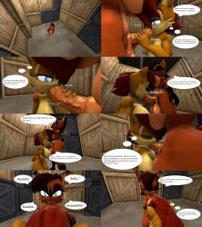 3d 3d_(artwork) anthro archie_comics big_penis blowjob box brown_fur brown_nipples comic crate dialogue futanari interspecies kennythebobcat nicole_the_lynx oral oral_penetration oral_sex pink_nipples public public_nudity public_sex rough_sex sally_acorn sega sonic_(series) sonic_the_hedgehog_(series) veiny_penis