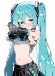 1girls artist_request bare_shoulders belly belly_button blue_eyes blue_hair blush blush clothed dj_maud0210 female female_only hatsune_miku idol light-skinned_female light_skin mostly_clothed petite petite_body petite_female pulling_up_shirt shirt_lift shirt_up tagme tagme_(artist) thin tummy turquoise_eyes turquoise_hair twintails twintails undressing vocaloid