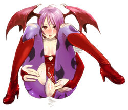 after_sex anus ass bare_shoulders bat_wings blush boots breasts capcom censored clothes clothing cum cum_in_mouth cum_on_body cum_on_breasts cum_on_upper_body darkstalkers demon_girl elbow_gloves facial female fingerless_gloves flat_chest gloves head_wings high_heels legs legs_up leotard leotard_aside lilith_aensland nagasawa_shin nipples open_mouth pantyhose purple_hair pussy red_eyes shoes short_hair solo spread_legs succubus torn_clothes torn_pantyhose wings