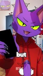 animal_crossing first_porn_of_character green_eyes open_smile purple_fur red_hoodie ryth youtuber_character