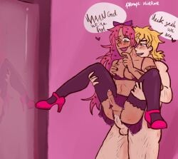 2boys diavolo dio_brando gay high_heels jojo's_bizarre_adventure male male/male male_only male_penetrated male_penetrating male_penetrating_male mirror mirror_reflection stardust_crusaders succikkodraws vento_aureo yaoi