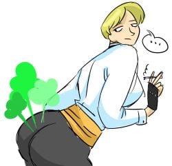 anime blonde_hair breasts butch cut fart fart_cloud fart_fetish farting farts fighting_game girl king king_(snk) king_kof king_of_fighters king_snk kof pixie snk