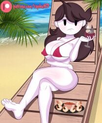 1girls barefoot beach big_breasts bikini black_hair breasts jaiden jaiden_animations micro_bikini raydonxd shrimp solo solo_female solo_focus tagme thighs wine wine_glass youtube youtuber_girl