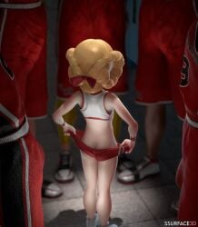 3d 3d_(artwork) afk_journey basketball basketball_uniform blonde_hair cheerleader fairy flat_chest interracial locker_room minishorts multiple_boys petite petite_body petite_female petite_girl sfw size_difference ssurface teenage_girl teenager