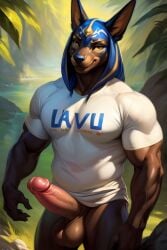 ai_assisted ai_generated anubian_jackal anubis balls ballsack cock cock_worship erect_nipples erect_penis erection male_only muscle muscles muscular muscular_anthro muscular_arms muscular_male muscular_thighs naked naked_male nude nude_anthro nude_male semi_nude