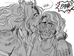epic_the_musical flustered flustered_male gay licking odysseus poseidon size_difference yaoi