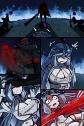 1girls beheading bell_bearing_hunter big_breasts blood breasts censored comic_page corpse dead death decapitation doll doll_girl elden_ring elden_ring_nightreign female_death fire_background gameplay_mechanics gore guro head_grab large_dick mosaic_censoring multiple_girls murder necrophilia recluse_(nightreign) revenant_(nightreign) skarma snuff tears undertaker_(nightreign)