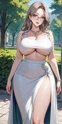 1girls ai_generated attractive background bangs bare_arms bare_shoulders big_breasts blonde_female blonde_hair blonde_hair blonde_hair_female blue_eyes blush bracelet breasts breasts_bigger_than_head cleavage commentary_request crop_top curvaceous curvy curvy_female curvy_figure day daytime earrings exposed_thigh female female female_focus female_only feminine forehead glasses gray_hair grey_hair hair high_waisted_skirt hips large_breasts lia_the_busty_redhead light-skinned_female light_hair light_skin lipstick long_hair long_skirt looking_at_viewer mature mature_female mature_woman midriff milf mommy mother motherly nail_polish nature nature_background necklace original original_character outdoors outside pale-skinned_female pale_skin park parted_bangs plant public red_lipstick red_nail_polish red_nails self_upload skirt slit_skirt smile smiling_at_viewer solo solo_female solo_focus standing tagme tank_top thick_thighs thighs tree underboob voluptuous voluptuous_female wavy_hair white_skirt white_tank_top wide_hips woman_focus