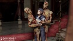 3d alicecry animated cum_in_pussy jill_valentine resident_evil sandwiched sound tagme video zombie