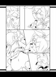 bottomless censored comic fellatio hermmy kagamine_rin monochrome no_panties oral penis vocaloid