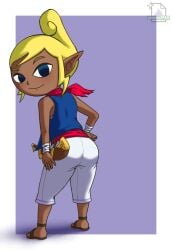 ass ass_focus blonde_hair blue_eyes dark_skin fully_clothed tetra the_legend_of_zelda the_wind_waker wind_waker young