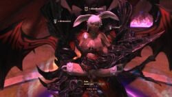 dark-skinned_female defeated defeated_heroine demon final_fantasy_xiv gameplay_mechanics gpose(ffxiv) mind_break quadruple_amputee stomach_bulge tagme viera warrior_of_light_(ff14)