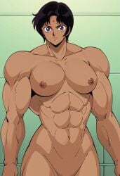 ai_generated big_muscles completely_naked dark-skinned_female dirty_pair muscular muscular_female sandra_guts