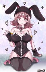 1girls artist_request big_breasts breasts bunny_ears bunny_girl bunnysuit danganronpa danganronpa_2:_goodbye_despair heart hearts_around_body hearts_around_head mole mole_on_breast nanami_chiaki pink_eyes pink_hair short_hair tagme thick_hips thick_legs thick_thighs thighhighs thighs waving waving_at_viewer