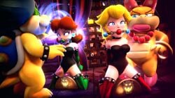 ball_gag bondage gloves leotard ludwig_von_koopa magic magic_wand mario_(series) onmodel3d peachette princess_daisy princess_peach self_upload slave_outfit squirting sybian tagme thigh_highs wendy_o._koopa