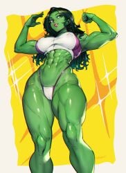 1girls abs bare_arms bare_legs bare_shoulders bare_thighs big_breasts clothed clothing color female female_focus female_only fit_female green_body green_eyes green_hair green_skin hi_res jennifer_walters large_breasts long_hair marvel marvel_comics muscles muscular muscular_arms muscular_female muscular_legs muscular_thighs nipples_visible_through_clothing she-hulk solo solo_female tagme thick_thighs xdtopsu01