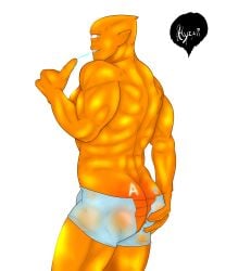 1_eye alien allen_the_alien ass ass_focus big_ass fat_ass grabbing_ass hyzali invincible male male_only orange_body ripped_clothing ripped_pants shiny_skin