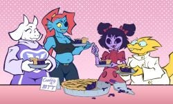 alphys big_breasts breasts cleavage female furry huge_breasts megalardon milf muffet tagme thick_thighs toriel undertale undyne wide_hips