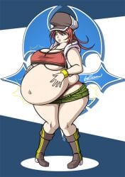 axel-rosered bbw belly_expansion big_belly big_breasts fat obese shiki_misaki the_world_ends_with_you thick_thighs