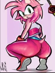 amy_rose anthro ass_focus furry panty_peek pantylines sonic_(series) sonic_riders sonic_the_hedgehog_(series) tight_clothes tight_clothing tight_fit tight_pants tomas_billion visible_underwear