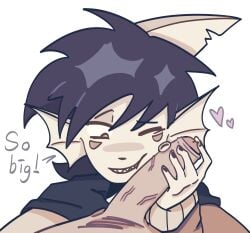 <3 2boys anthro anthro_on_human big_penis blush chasper_(galacticalss) clothing dialogue dorsal_fin fin fins foreskin galacticalss gay handjob happy holding_penis hoodie light_skin one_eye_closed penis pov precum pubic_hair rubbing shark sharp_teeth smiling tagme text veiny_penis white_background