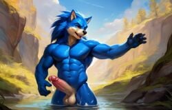 ai_assisted ai_generated anthro balls ballsack big_balls big_penis cock cock_worship cum cum_drip cumshot erect erect_nipples erect_penis erection male male_only multicolored_body multicolored_fur multicolored_hair muscles muscular muscular_anthro muscular_arms muscular_male muscular_thighs naked naked_male nude nude_anthro nude_male pointed_ears