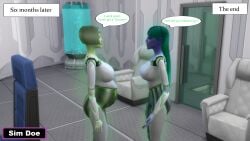 3d alien alien_girl alien_humanoid anoi_of_8-x5(sim_doe) big_belly blue-skinned_female blue_skin caption comic comic_page english english_text green-skinned_female green_hair green_skin huni_of_8-x5(sim_doe) original_characters petite petite_body petite_female pregnancy pregnant pregnant_belly pregnant_female sim_doe sims sims4 sims_4 skinny skinny_female speech_bubble speech_bubbles the_sims the_sims_4 time_skip