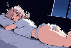 1girls ai_generated artist_request ass big_ass big_breasts big_butt breasts danganronpa danganronpa_2:_goodbye_despair female_focus hair_ornament hugging hugging_pillow nanami_chiaki pink_eyes pink_hair short_hair sleeping sleepy sole_female tagme thick_ass thick_thighs thighs underwear zzz