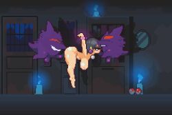 1girls 2pokemon animated animated_image balls big_breasts big_penis candle completely_nude completely_nude_female female female_penetrated floating floating_sex gengar hex_maniac male male_penetrating male_penetrating_female male_pokemon/female_human mmf_threesome pixel_animation pixel_art pixelpanzone poke_ball pokemon pokemon_(species) pokephilia purple_body side_view spitroast suspended_in_midair suspended_spitroast threesome