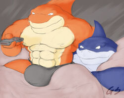 abs anthro color male male_only multiple_males muscles nipples remote ripster shark slammu street_sharks tagme topless yaoi