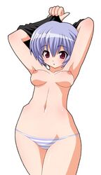 1girls blush clothing female medium_breasts neon_genesis_evangelion panties rei_ayanami shishimaru_ken'ya tagme undressing