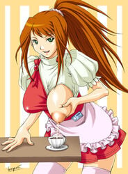 clothing gegera lactation large_breasts mai-hime midori_sugiura my-hime stockings tagme waitress