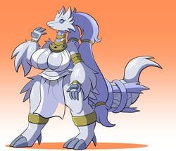 1girls anthro big_breasts breasts cleavage curvy fully_clothed greliz heeled_feet looking_at_viewer pokemon prinnydood reshiram solo solo_female tagme thick thick_thighs white_fur