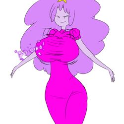 1girls adventure_time artist_request big_breasts bouncing_breasts breasts cartoon_network denizen1414 dress huge_breasts humanized lumpy_space_princess mob_face tagme tight_clothing